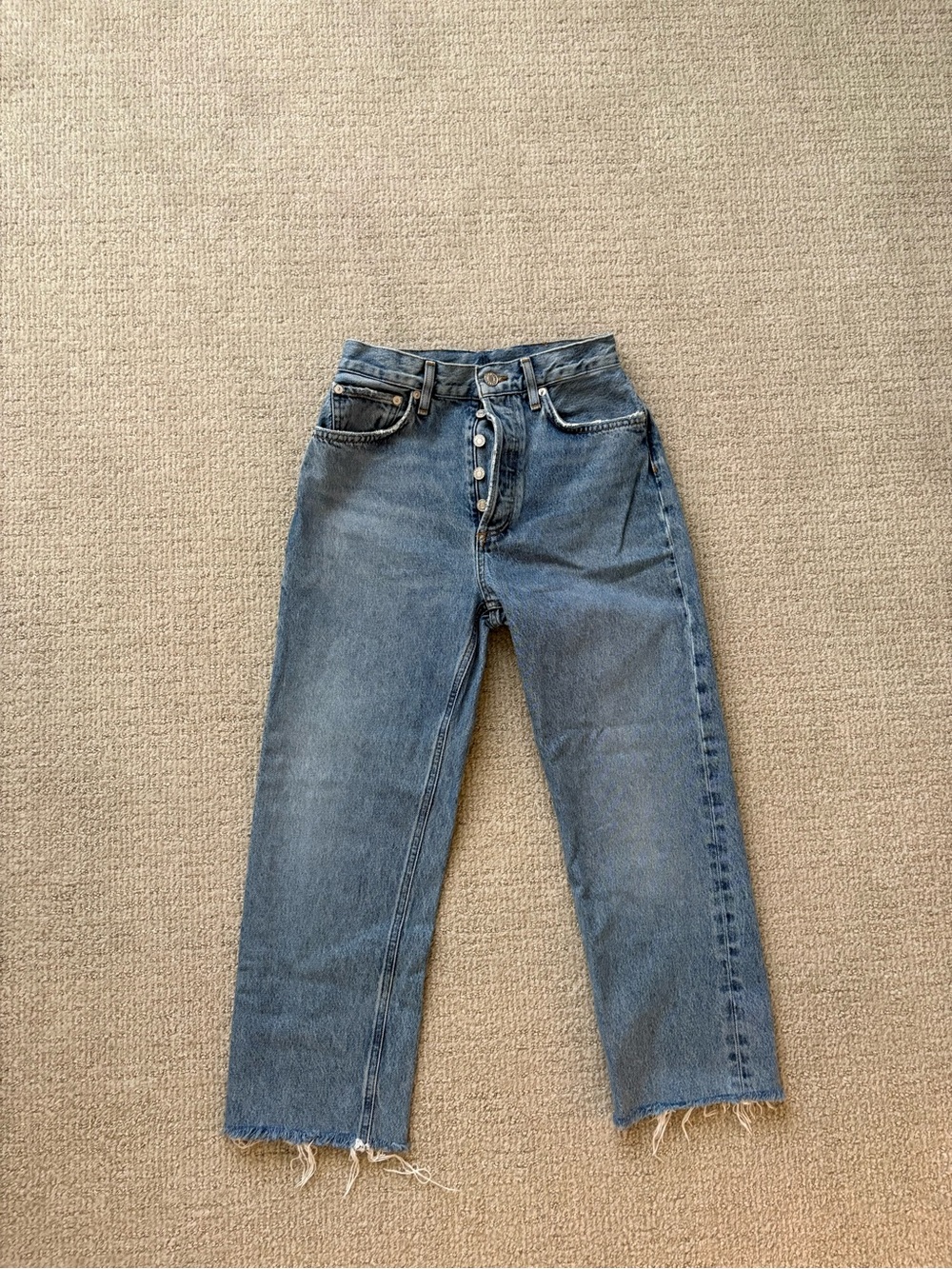 Agolde Straight-Leg Button-Fly Jeans - Medium Blue